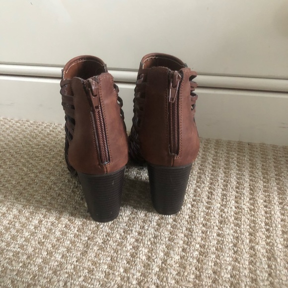 Rampage Brown Heeled Peep-Toe Booties - Picture 3 of 4